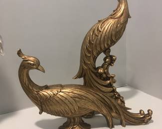Golden Peacock Syroco Set of 2 Hollywood Regency Decor