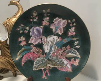 Vintage Asian Porcelain Decor Plate Shallow Bowl 12”