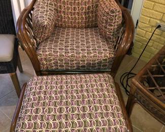 Rattan chair with ottoman