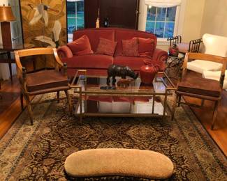 Beautiful furnishings in excellent condition including Ethan Allen sofa, Persian rug, Art Deco style screen etc.