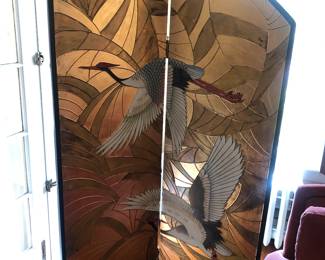 Art deco style fine 2 panel screen