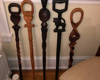 Collection of African walking sticks
