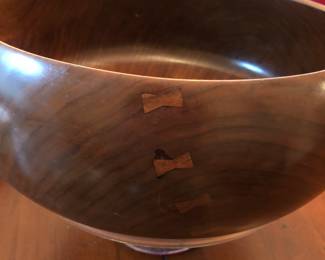 Fine Koa wood bowl with Pewa or butterflys, possibly by Roy Daikawa