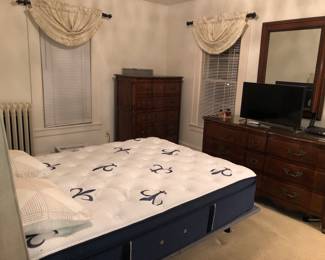 Stearns and foster studio collection, adjustable bed with contemporary upholstered headboard