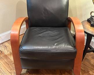 MCM leather and wood reclining chair