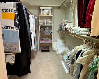 Closet FULL of linens, tablecloths, quilts and bedding! 