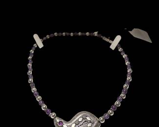 Sterling Pendant with Amethyst beads