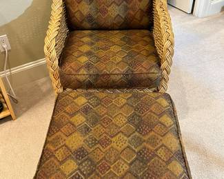 Rattan chair with ottoman