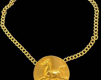 Vintage Flying Horse Medallion Necklace