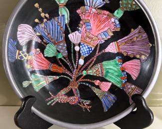 Neiman Marcus Heavy Metal Wrapped Porcelain Plate 8" 