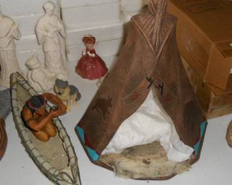 Indian, Tepee and Canoe