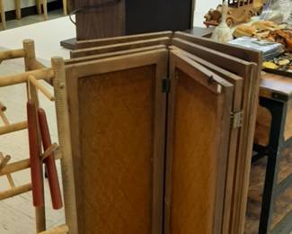 Wood with amber plastic panels