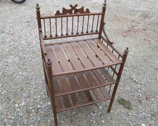 Antique Victorian wood Stick & ball Magazine Sheet music stand 