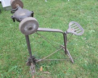 antique peddle stone grinder