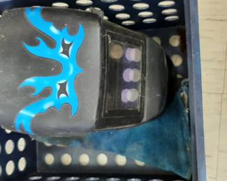 Welding helmet  and gloves