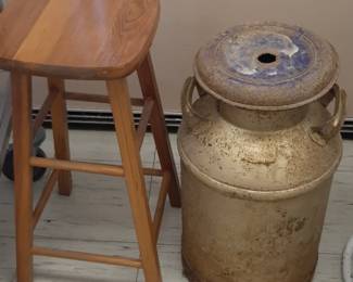 Wood stool and Milk can 