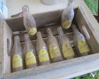 Vernors Pop bottles and crate