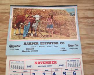 1971 Harper Elevator calendar Peck MI and Marlette Mi