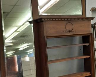 Antique wood mantel unit