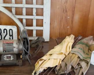 Grinders and 4 legged John Deere tractor umbrellas 