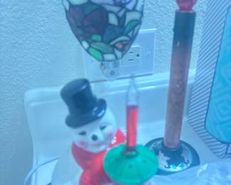 Vintage bubble lamp snowman 