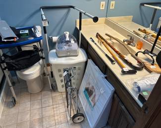 walker, angle pillow, canes, humidifier