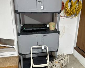 garage storage cabinet/shelf, step stool, electrical cords