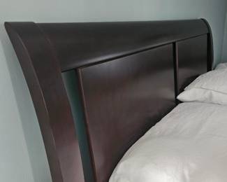 Contemporary sleigh style bed. Headboard/footboard. 