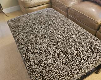 ARHAUS ANIMAL PRINT LARGE COFFEE TABLE WITH TRAY AND ALSO OTTOMAN.  GREAT QUALITY!