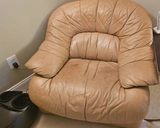 Comfy leather lounge chair.
