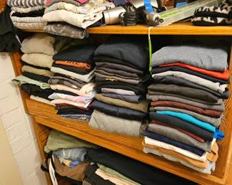 Lots of active wear. Alot of it is Underarmour as well as Talbots, Docker slacks for men. Great condition!