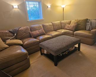 Custom leather Sherrill sectional! Exceptional quality! High end piece!Original purchase price $9,000