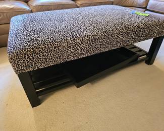 Arhaus large ottoman with storage and tray.