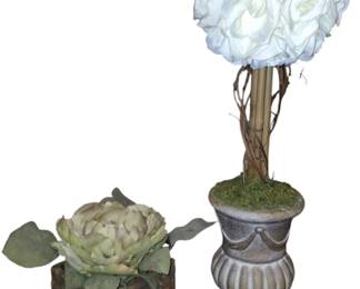 Faux Hydrangea Topiary Peony Planter 