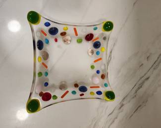 ASHTRAY BLOWN CONFETTI GLASS