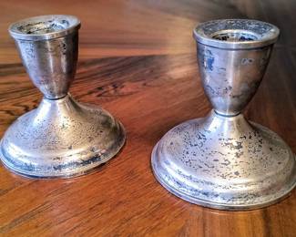 Weighted sterling candle holders 