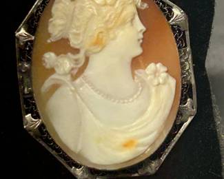 Sterling, Antique Cameo Pin