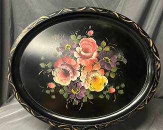 Black Gold Floral Ornate Platter