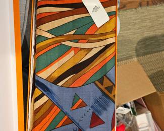 large Hermes Cuirs Du Desert Silk Shawl/Scarf