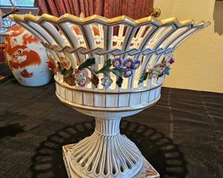 pair of fine porcelain Dresden centerpiece 