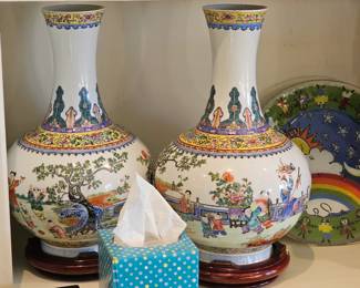 pair of Chinese republic period Famile Rose vases