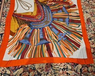 large Hermes Cuirs Du Desert Silk Shawl/Scarf