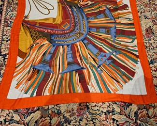 large Hermes Cuirs Du Desert Silk Shawl/Scarf
