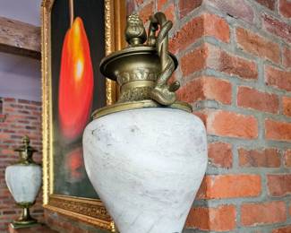 Bronze mounted stone urns