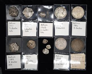 Spanish Colonial coins including 8 reales cobs
