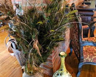 Genuine peacock feathers gathered from the grounds