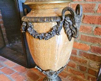 Bronze mounted stone urns