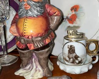 Figural Pitcher W/ Dog Lighter & Ashtray Set