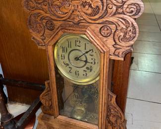 Antique Carved Wooden Clock