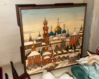 Hand Carved & Painted Russian Wooden Trinket Box